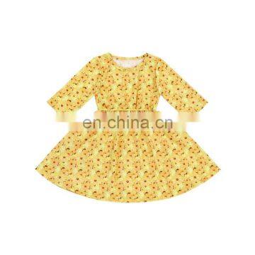 Sunflower Printed Kids Clothing Girl Dress vestido de ninas Baby Girl's Dress