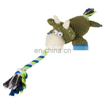 New design manufacturer pet squeaky with cotton rope plush toy