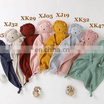 Organic Muslin Blanket Cute Knotted Lion Baby Comforter Toy photo-6