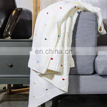 Home Decorative Knit White Throw Blanket for Couch Sofa Chair photo-3