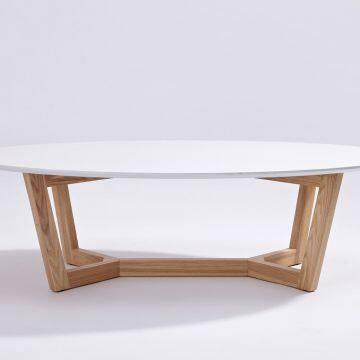 Reed White Round Wood Coffee Table photo-2