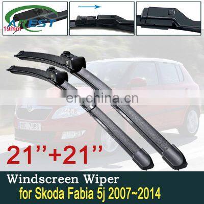 for Skoda Fabia 2 5j 2007~2014 Car Wiper Blades Front Windscreen Wipers Car Accessories Stickers 2008 2009 2010 2011 2012 2013