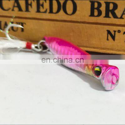 Amazon 2021 New Design 10g 15g 20g 25g 30g 40g Long Cast Feather Treble Hook Lead Fish Jig Metal Popper Lures photo-2