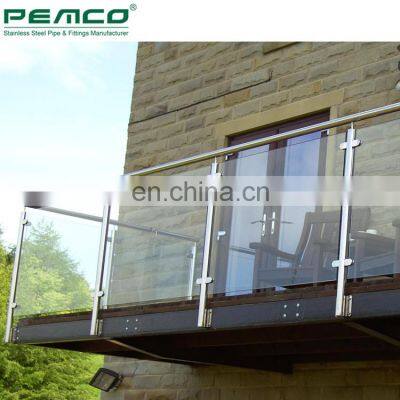 PEMCO Project Modern Design 304 Stainless Steel Model Interior Stair Tempered Glass Railing photo-3