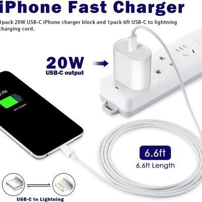 USB C Fast Charger -MFi Certified - 20W PD Fast Charger with 6FT C to Type C Charger Adapter for iPhone 13/13 Pro/iPhone 12/12 Mini/12 Pro/12 Pro Max/11 Pro Max/XS Max/XS/XR/X,iPad Pro