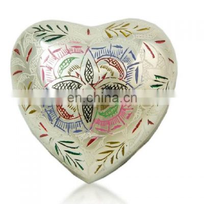 hand painted heart shaped antique urn