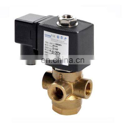 COVNA DN8 1/4 inch 3 Way 12V DC Universal Operation Direct Acting Brass Electric Solenoid Water Valve