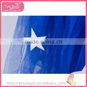 Ruffle Navy Blue Star Decoration Fluffy Voile Girl's Dress Children Frocks Designs photo-5