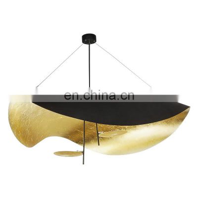 Vintage Simple Design Northern Europe Chandelier Light Gold Leaf Art Creative Postmodern LED Pendant Lamp