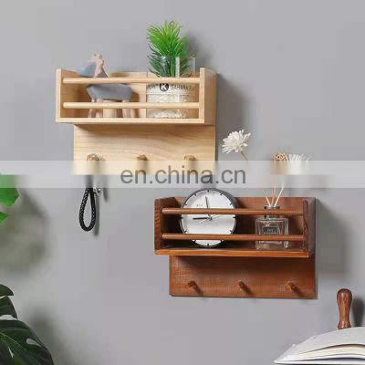 Wooden home decor hanging floating shelves live edge storage rack bookshelf wall mount shelf bracket on the wall