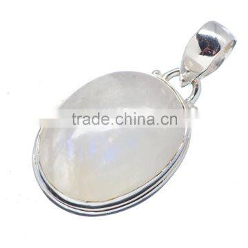 925 SOLID STERLING FINE SILVER RAINBOW MOONSTONE PENDANT