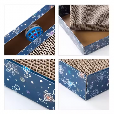 Meow Love Fun Cat Corrugated Cardboard With Ball Toy Cat Scraper Can Be Customized With Patterns That Do Not Drop Scraps Comfortably photo-5