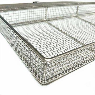 304 316 316L Stainless Steel Metal Wire Mesh Sterilization Basket Medical Ultrasonic Cleaning