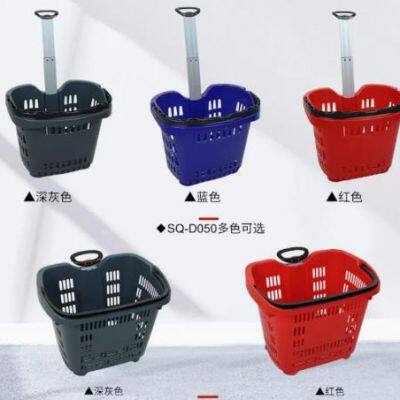 New Retail Supermarket Plastic Shopping Mini Trolley Basket photo-5