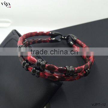 China Factory Luxury Jewelry Python Skin Bracelet HOT Sale Men Bracelet with Satinless Steel Clasp