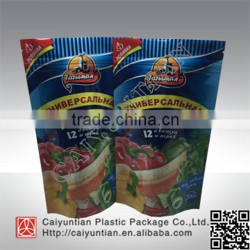 Hot sealing stand up spice plastic packaging bag with zipper