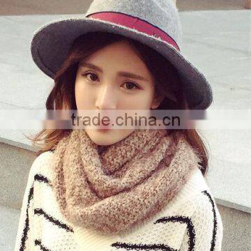 2016 New Style Ladies Fashion Circle Wool Plain Knitted Taiwan Magic Scarf