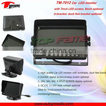 7 inch car lcd monitor with metal housing, waterproof