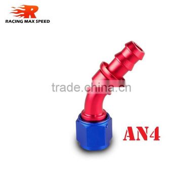 oil cooler push on fitting 45 degree push on hose end blue and red 10-045-04