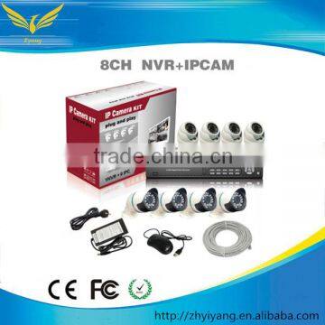 8CH 1.0MP NVR kit ip cctv camera system ipc h.264 nvr kits for ip camera with P2P