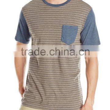 Factory Best Price Various Color Selection Men Striped Mercerized Cotton T-shirt photo-3