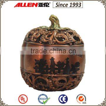 7.9" pilgrim resin bronze pumpkins for Thanksgiving decoration,copper red