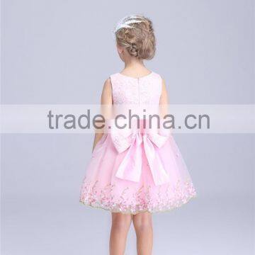 Floral Embroidered Children Girl Dress Butterfly Knot Princess Baby Girl Dress OEM Service photo-2