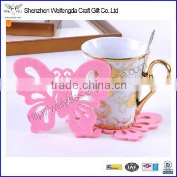 Pink Butterfly Felt Glass Coaster Table Proctector Doilies