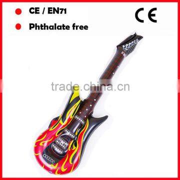 red color inflatable flaming guitars for promotion PVC air guitars for kids