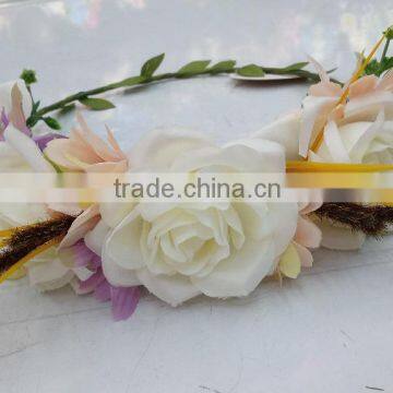 Newest Design Women Girls Artificial Flower Headband Tiara Crowns Garland Wedding For Adults photo-3