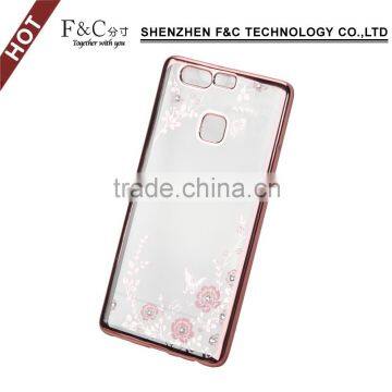 2016 Fashion Slim Arc Electroplating TPU Soft silicone Back Cover Case For Huawei P9