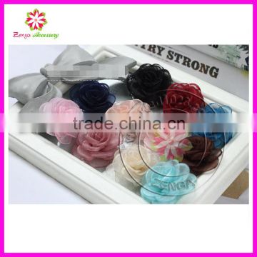 Silk burnt flower,organza hair flower,singed flower hair flower