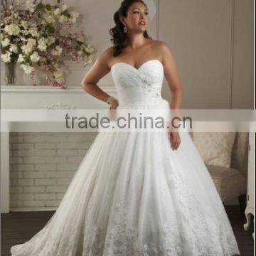 Strapless Sweet Heart A Line White Tulle Applique Plus Size Bridal Wedding Dresses 2015