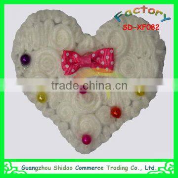 White heart-shape design wool chiffon Flower for garment and hair shoes decoration