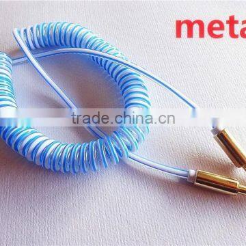 Wholesale Audio /DC3.5MM Transparent Spring Cable With Metal Connector