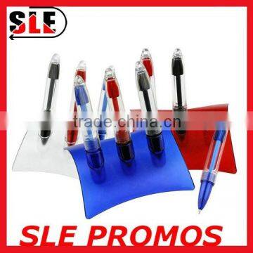 3 in 1 color Plastic desk pen with pen holder