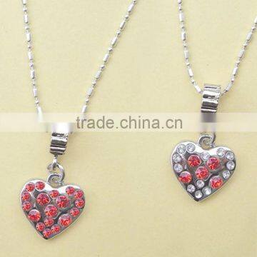 zinc alloy heart shape diamond set fashion necklace