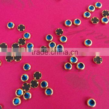 500pcs 3mm Glass Gems Stone Nail Jewelry With Gold Metal Ring photo-3