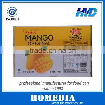 Food grade printed tinplate