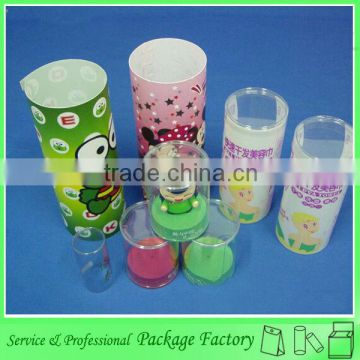 Many styles colorful cartoon plastic clear cylinder packaging