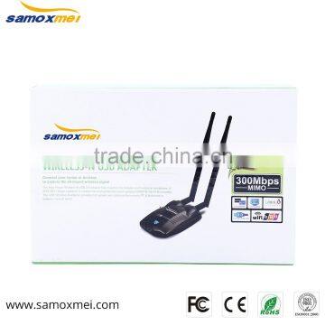 300Mbps Wireless-N 802.11N Highpower Wifi USB Adapter with Double antennas