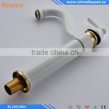 Luxury Deck Mount White & Golden Basin Sink Faucet Single Lever Bathroom Vessel Sink Mixer Taps photo-6