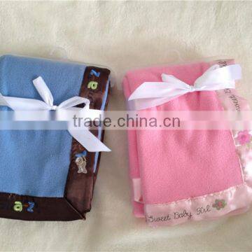 High quality polyester embroidered baby polar fleece blanket