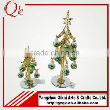 Dismountable pendants decorated golden glass christmas tree with different size