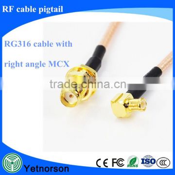 RF cable assembly cable with connector SMA female to MCX right angle male