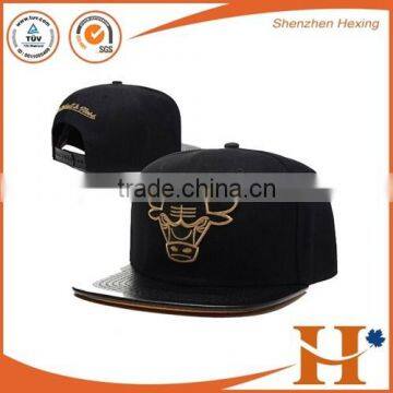 2016 high quality bangladesh caps black leather snapback hat                        
                                                Quality Choice
