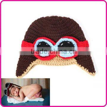 winter crochet baby aviater beanie hats 100% cotton handmade newborn knitted bonnet