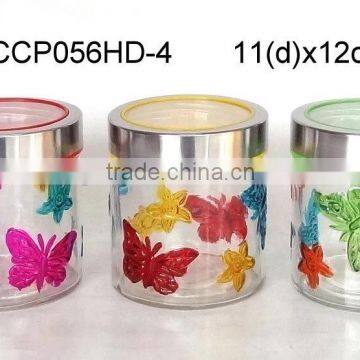 CCP056HD hand-painted glass jar with stainless steel lid