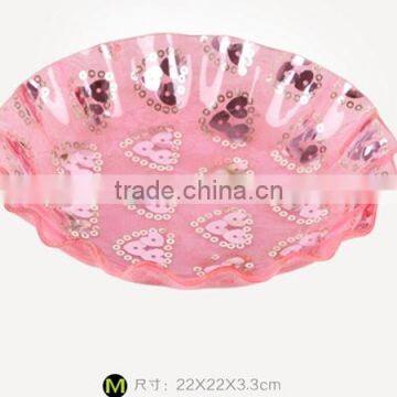 pink complanate fashional transparent acrylic fruit plate dry fruit plate