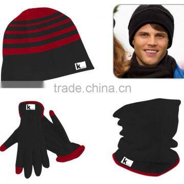 promotional superfine polar fleece hat,scarf,glove set with embroidery logo